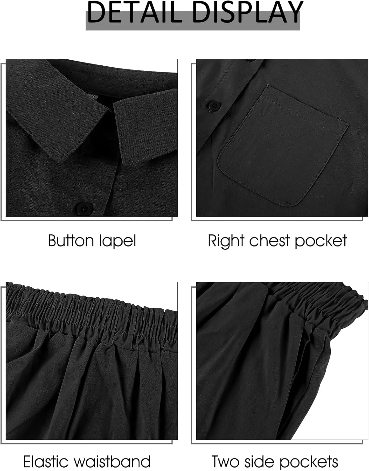 PEHMEA Women's 2 Piece Outfits Summer Cotton Linen Button Down Shirt Top High Waisted Shorts Set Tracksuit