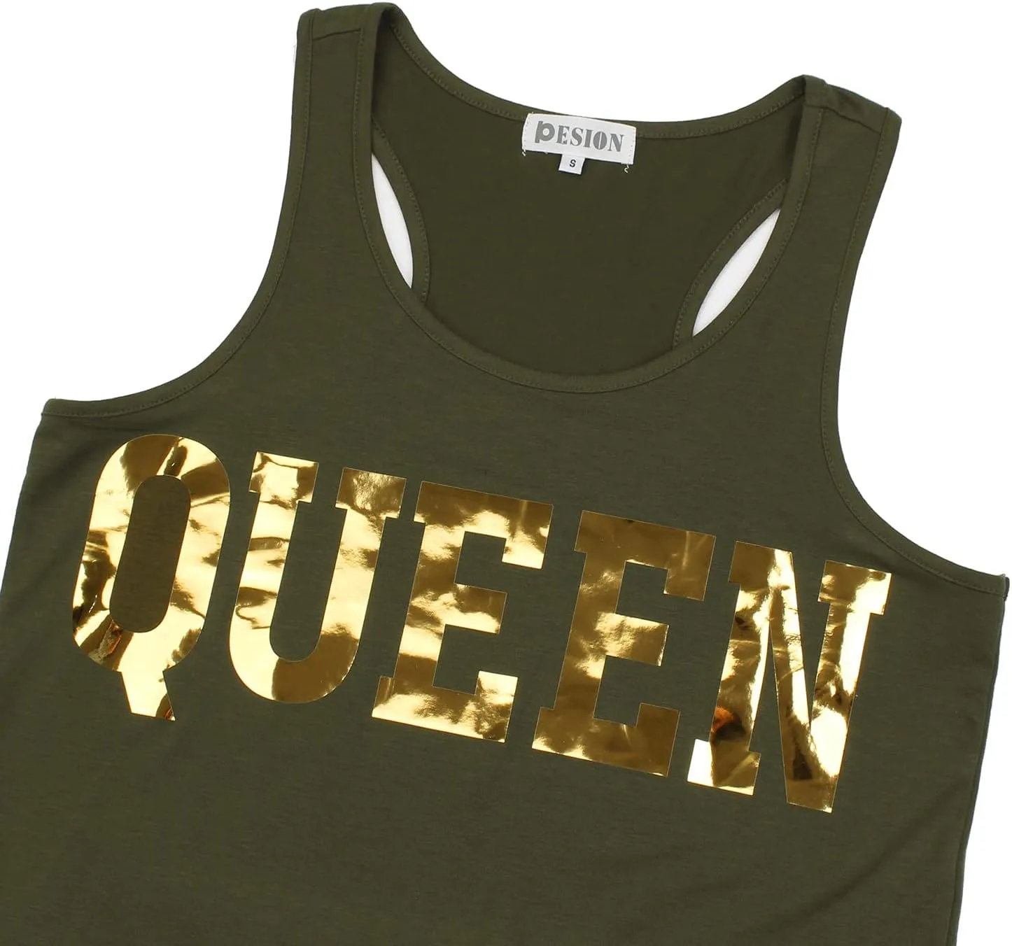 PESION Womens Sparkly Sequin Tank Tops Sleeveless Scoop Neck Loose Fit Workout Shirts Racerback Tees Tops Shirts