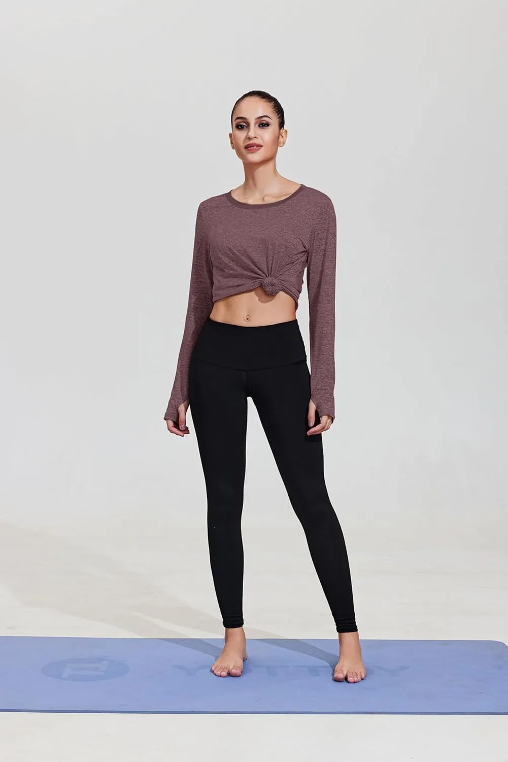 PINSPARK Long Sleeve Workout Shirts for Women Mesh Yoga Tops Loose Fit Hiking Gym Shirts Breathable Quick Dry Running