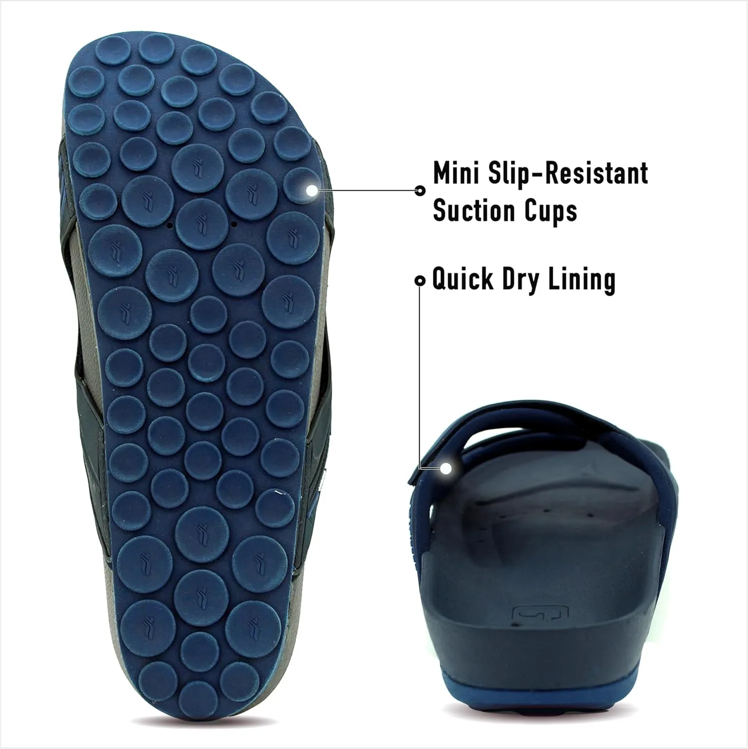 PIRO Unisex Orthoheel High Density Gel Slide Sandals Water Release Sole