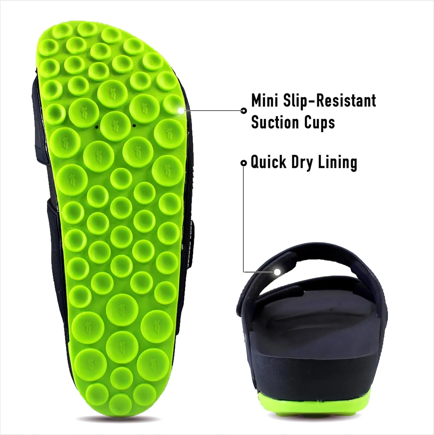PIRO Unisex Orthoheel High Density Gel Slide Sandals Water Release Sole