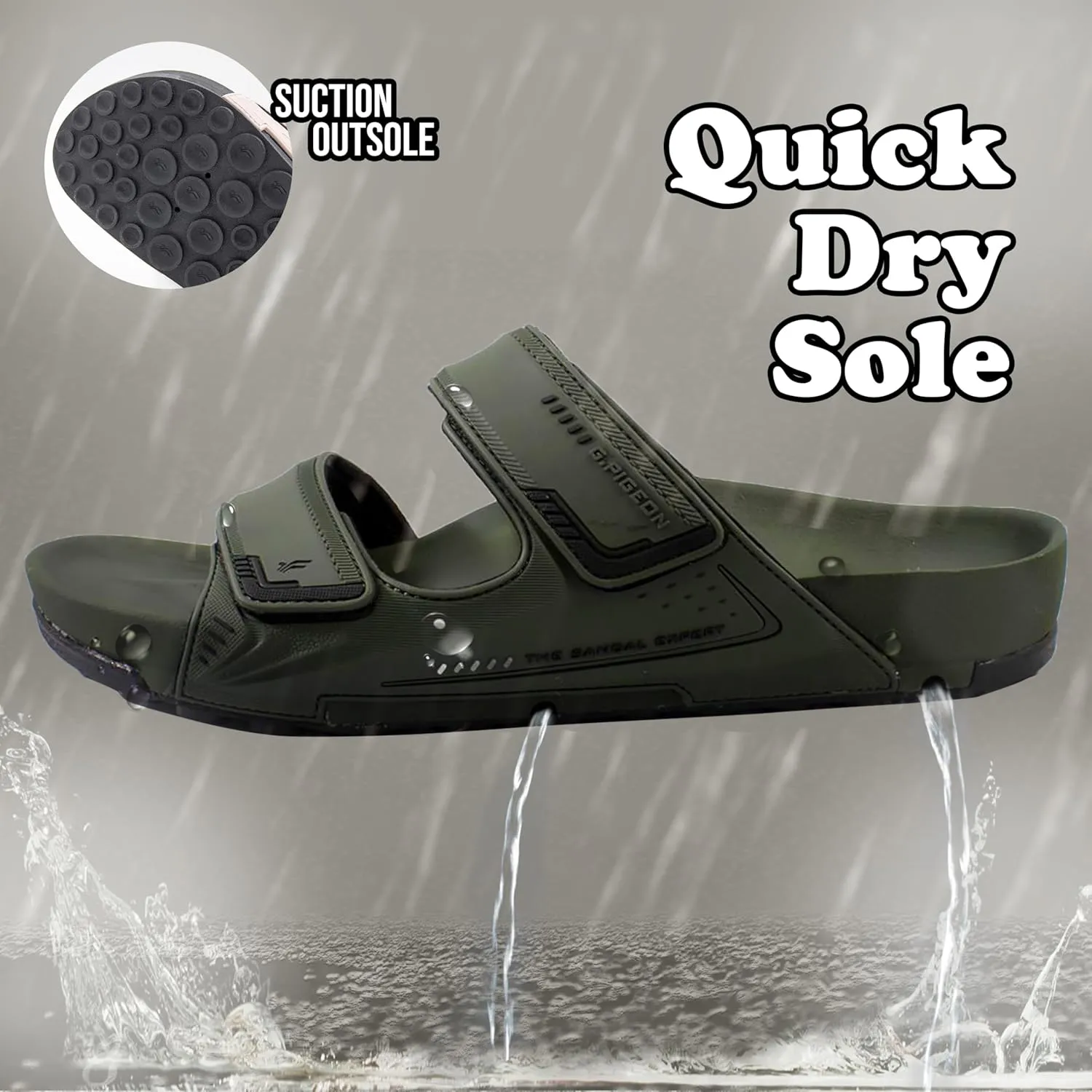 PIRO Unisex Orthoheel High Density Gel Slide Sandals Water Release Sole