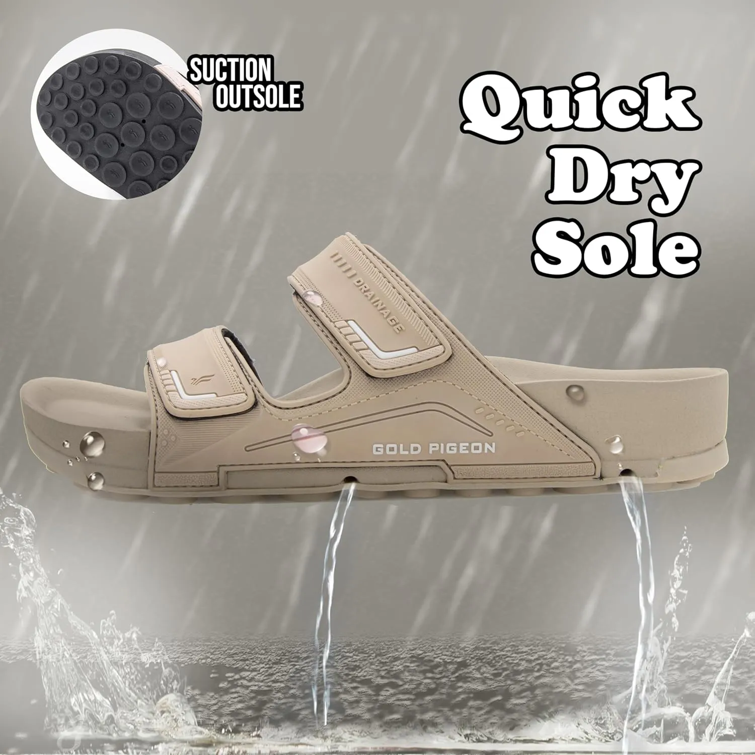 PIRO Unisex Orthoheel High Density Gel Slide Sandals Water Release Sole