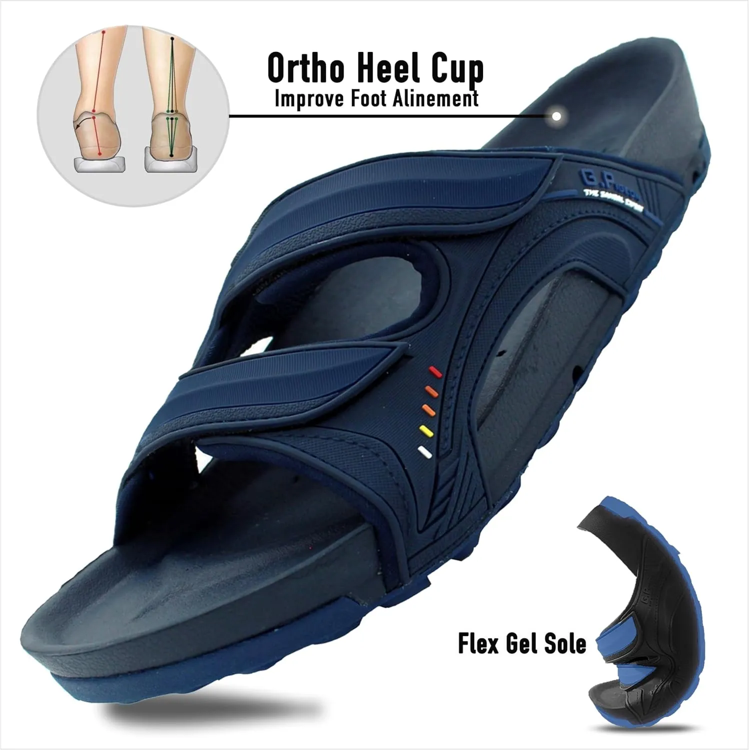 PIRO Unisex Orthoheel High Density Gel Slide Sandals Water Release Sole