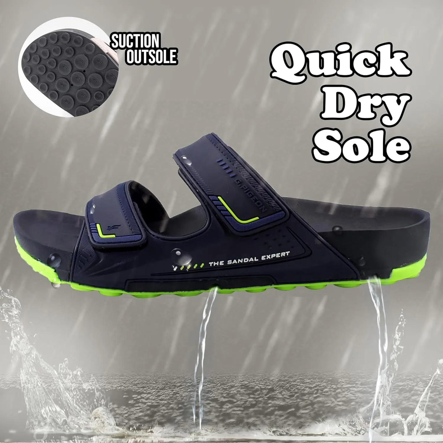 PIRO Unisex Orthoheel High Density Gel Slide Sandals Water Release Sole