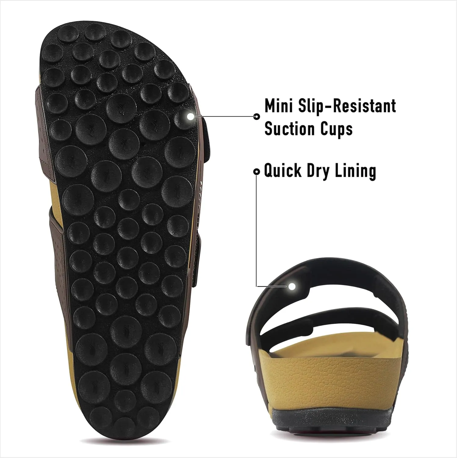 PIRO Unisex Orthoheel High Density Gel Slide Sandals Water Release Sole