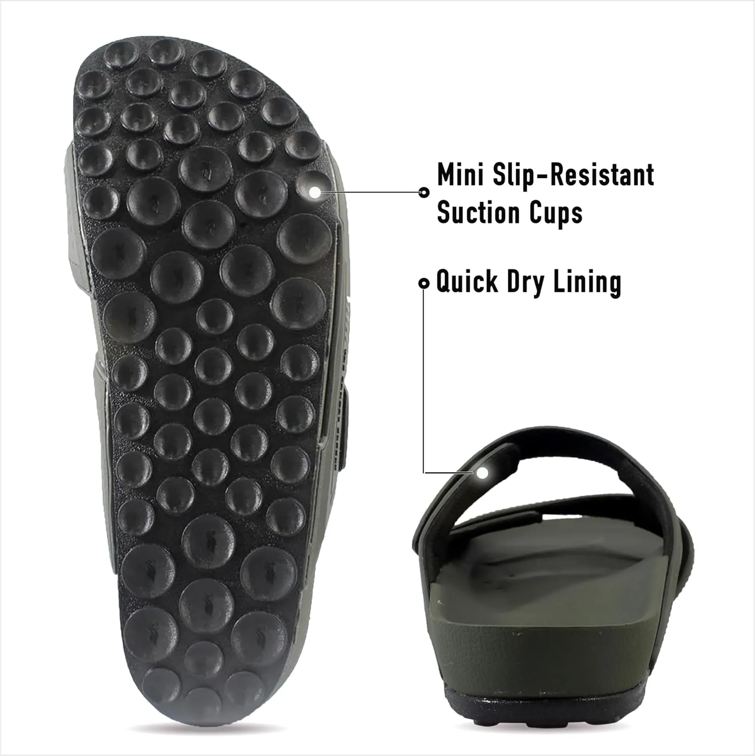 PIRO Unisex Orthoheel High Density Gel Slide Sandals Water Release Sole
