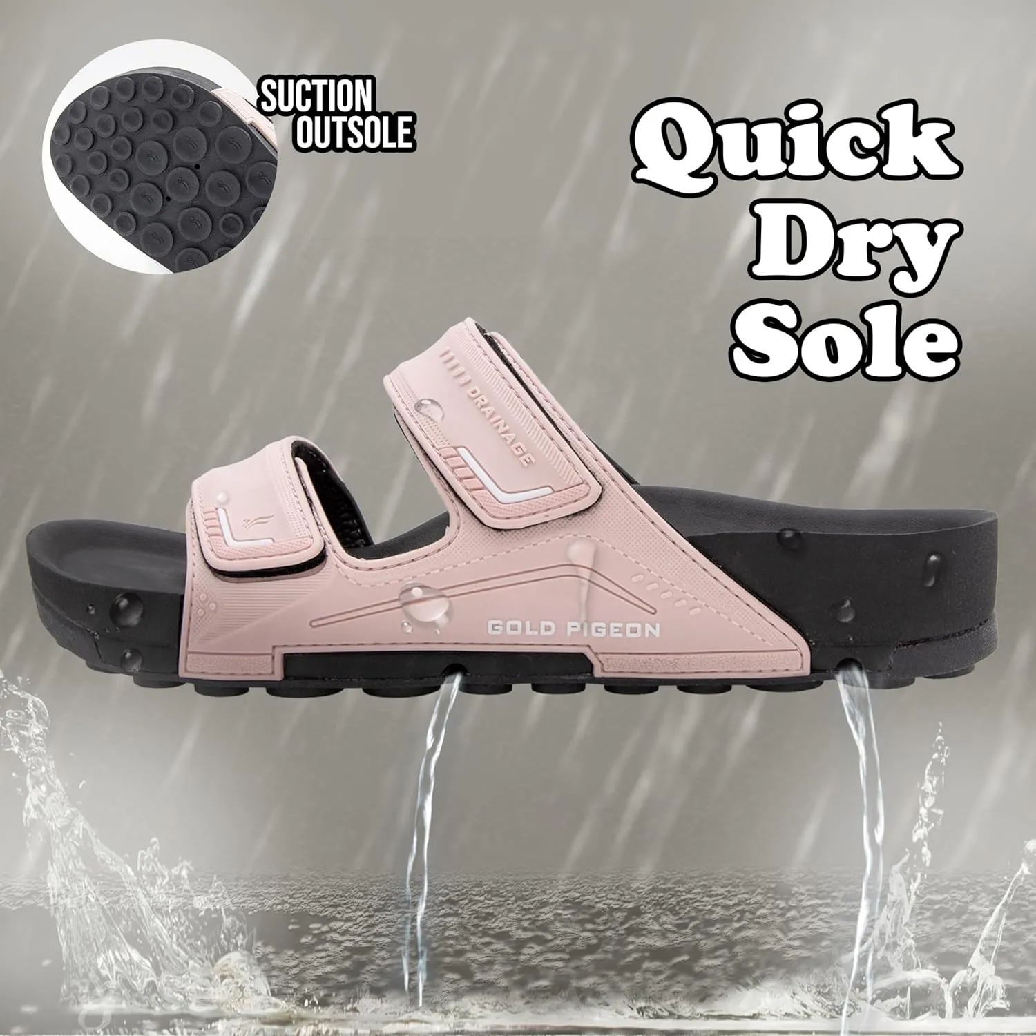 PIRO Unisex Orthoheel High Density Gel Slide Sandals Water Release Sole