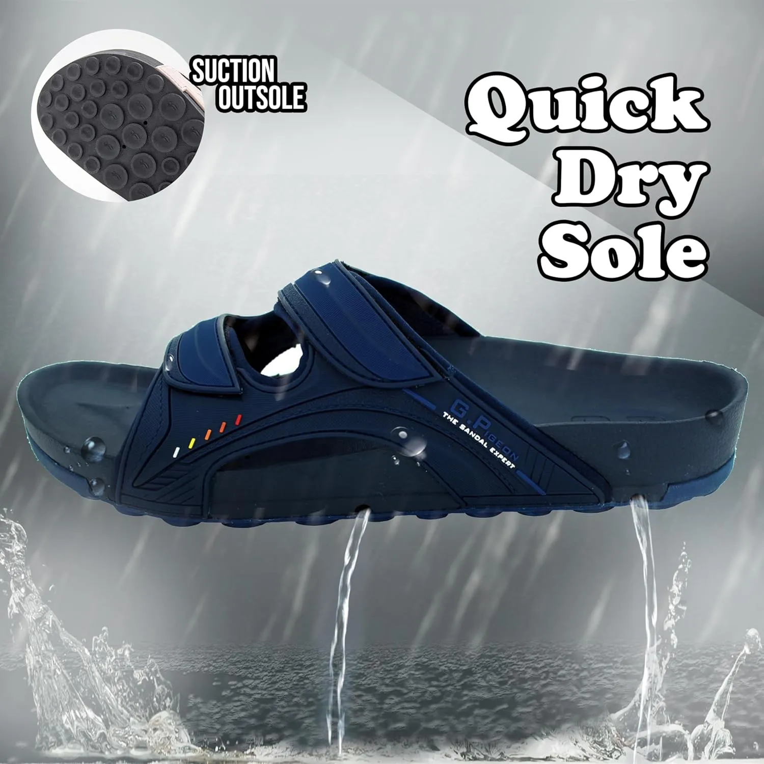 PIRO Unisex Orthoheel High Density Gel Slide Sandals Water Release Sole