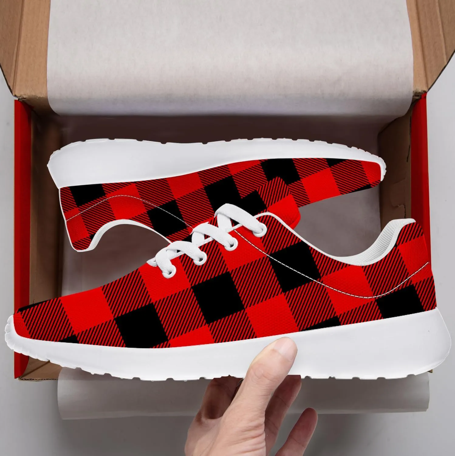 Plaid Sneakers for Women Men Running Shoes Casual Tennis Shoes Plaid Gifts for Women Men