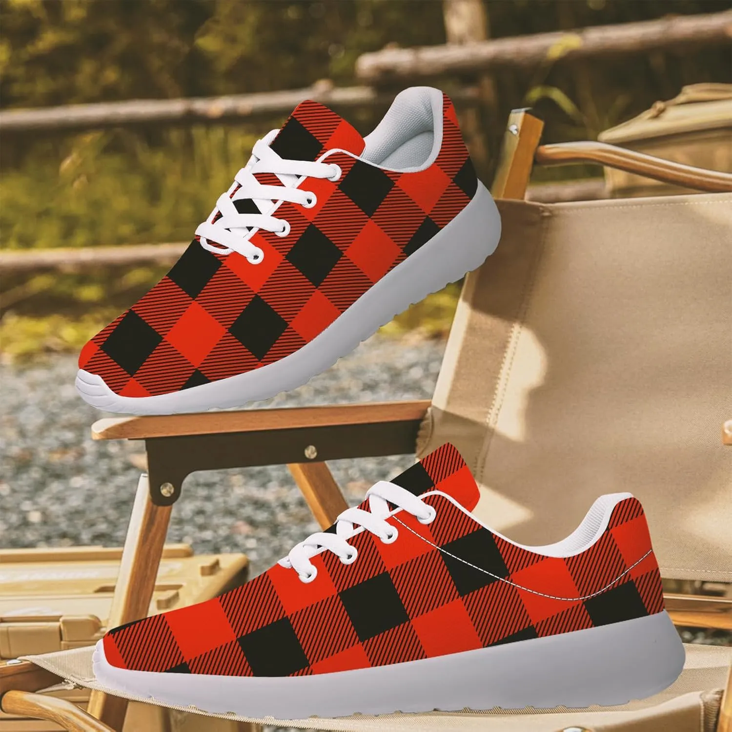 Plaid Sneakers for Women Men Running Shoes Casual Tennis Shoes Plaid Gifts for Women Men