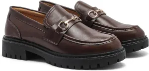 Platform Chunky Lug Sole Loafers for Women Slip On Faux Leather