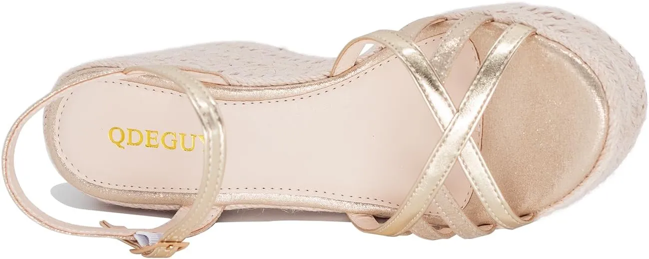 Platform High Heels Medium Width Comfortable Wedge Sandals for Women Dressy Espadrilles Wedding Summer