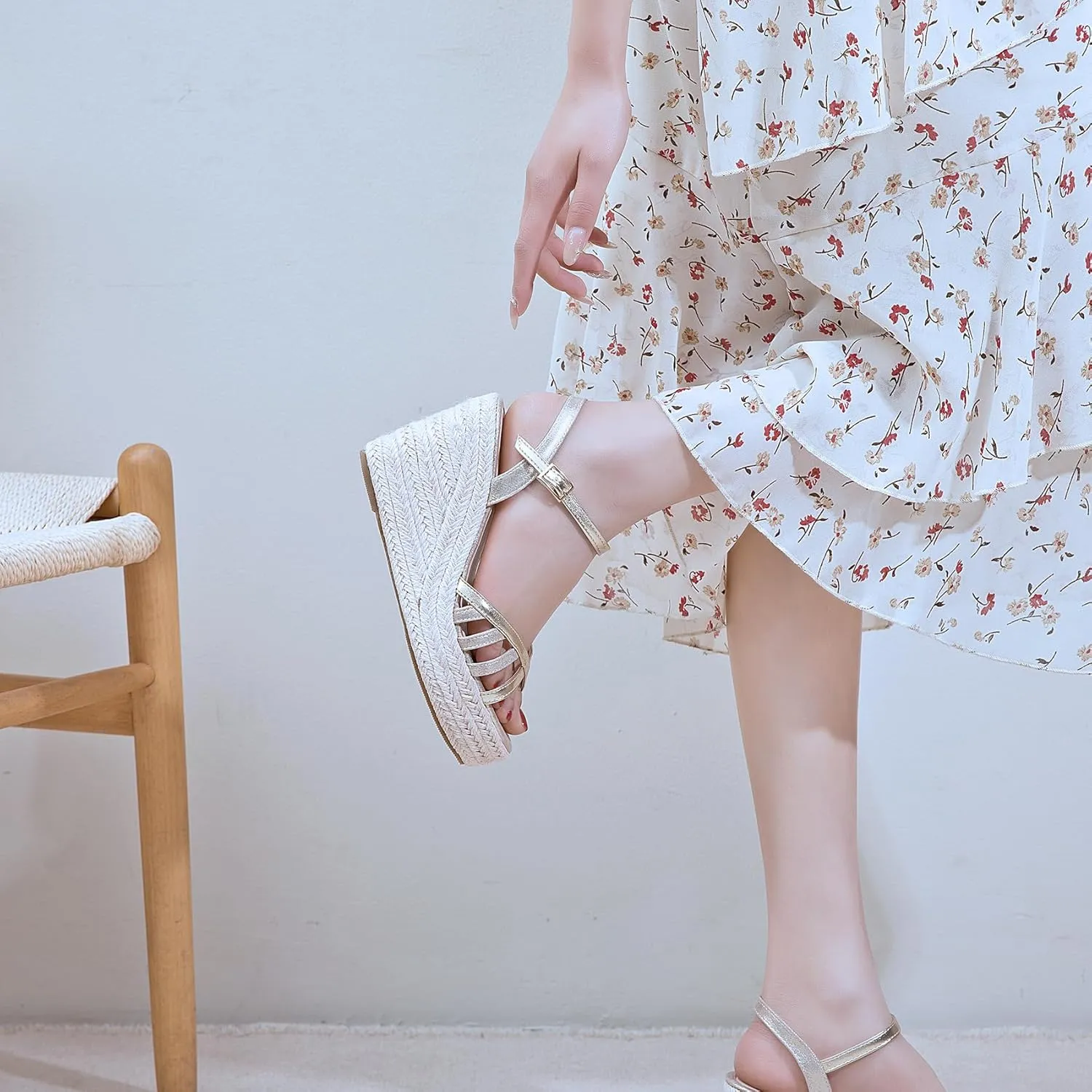 Platform High Heels Medium Width Comfortable Wedge Sandals for Women Dressy Espadrilles Wedding Summer