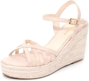 Platform High Heels Medium Width Comfortable Wedge Sandals for Women Dressy Espadrilles Wedding Summer