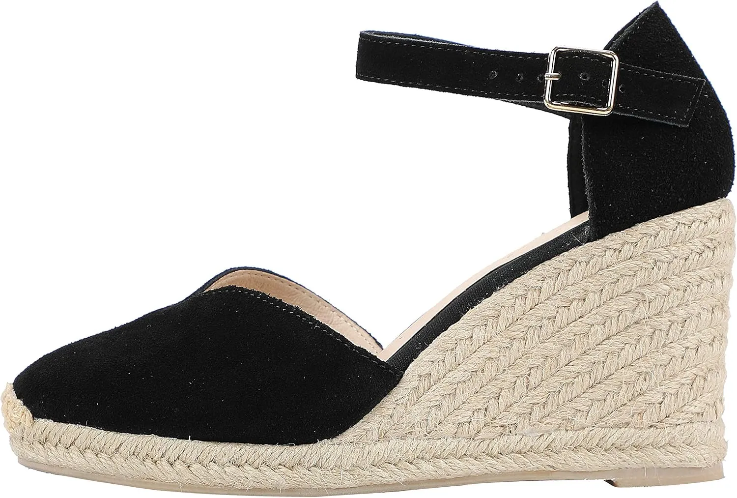 Platform Wedges Sandals for Women, 3" Wedge, Ankle-Strap, Cap Toe, Summer Espadrilles Heel Shoes