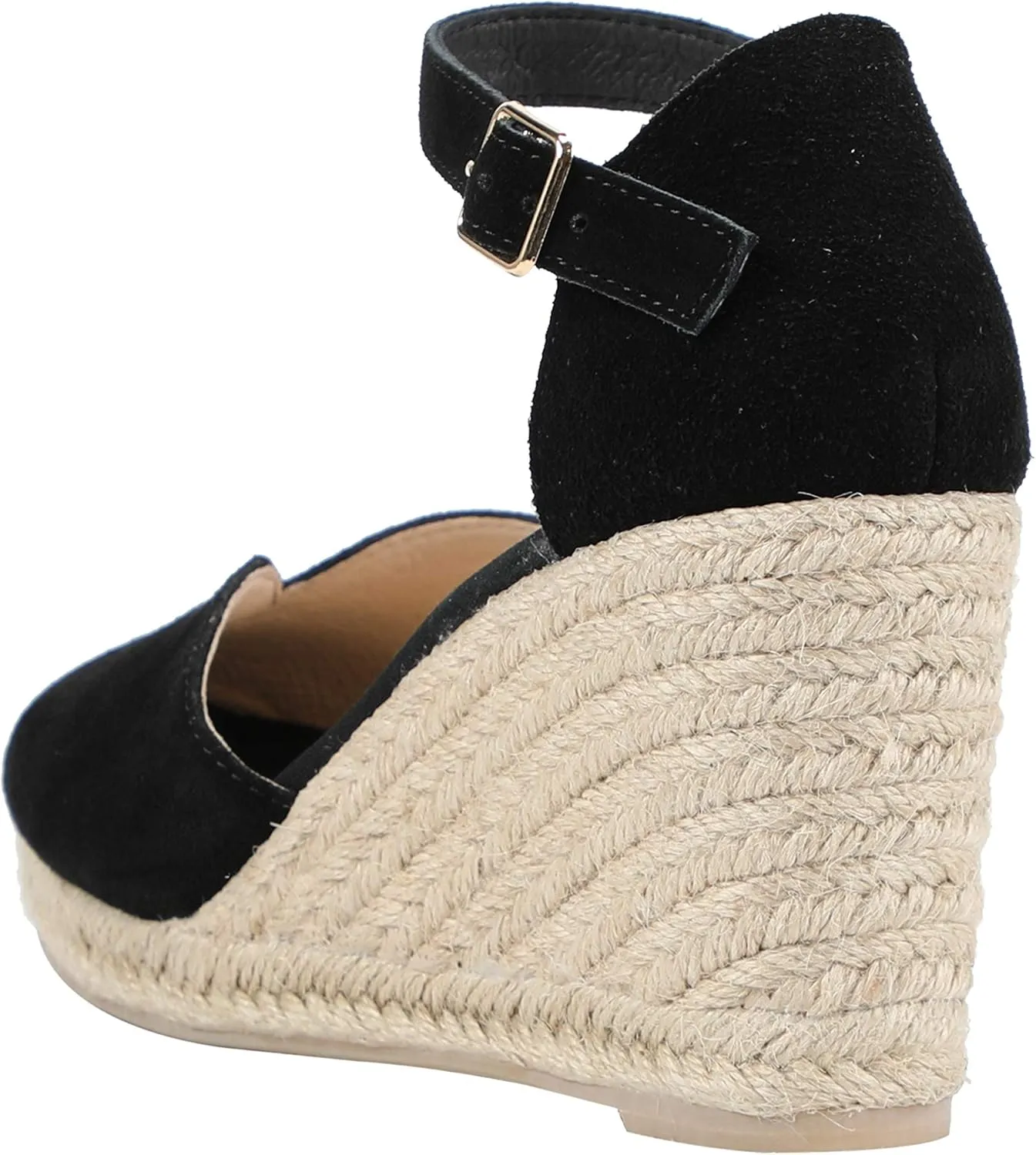 Platform Wedges Sandals for Women, 3" Wedge, Ankle-Strap, Cap Toe, Summer Espadrilles Heel Shoes