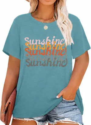 Plus Size Graphic Tshirts for Women Short Sleeve Tees Floral Print Loose Fit Summer Casual Tops 1XL-5XL