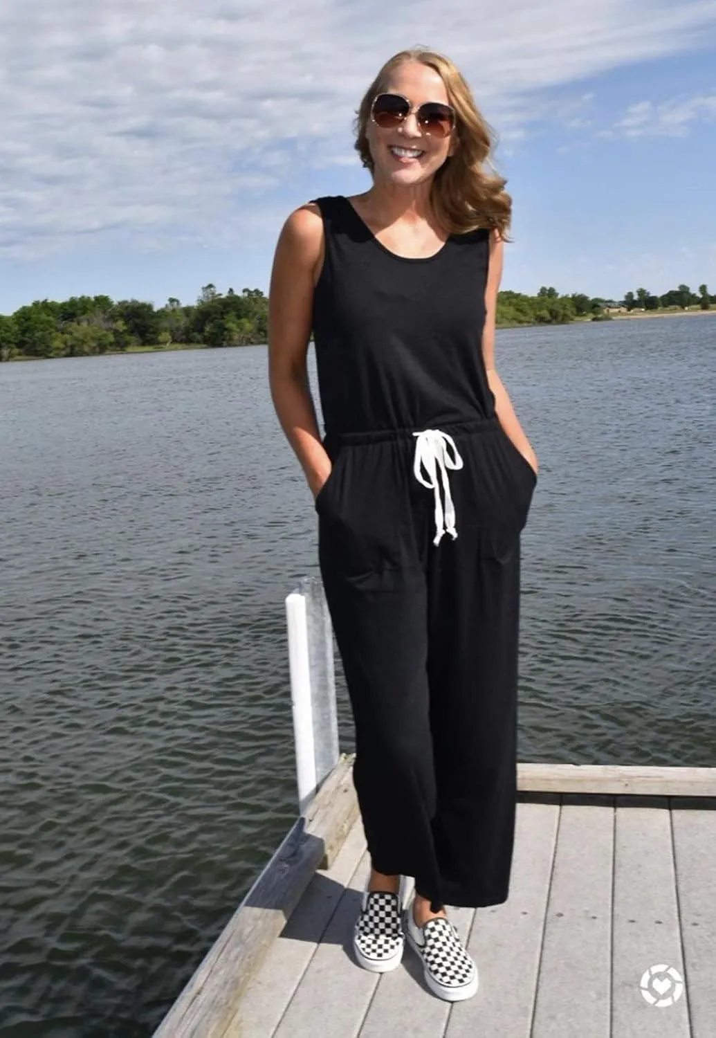 PRETTYGARDEN One Piece Jumpsuits for Women 2025 Summer Casual Drawstring Sleeveless Tank Romper Beach Vacation Outfits