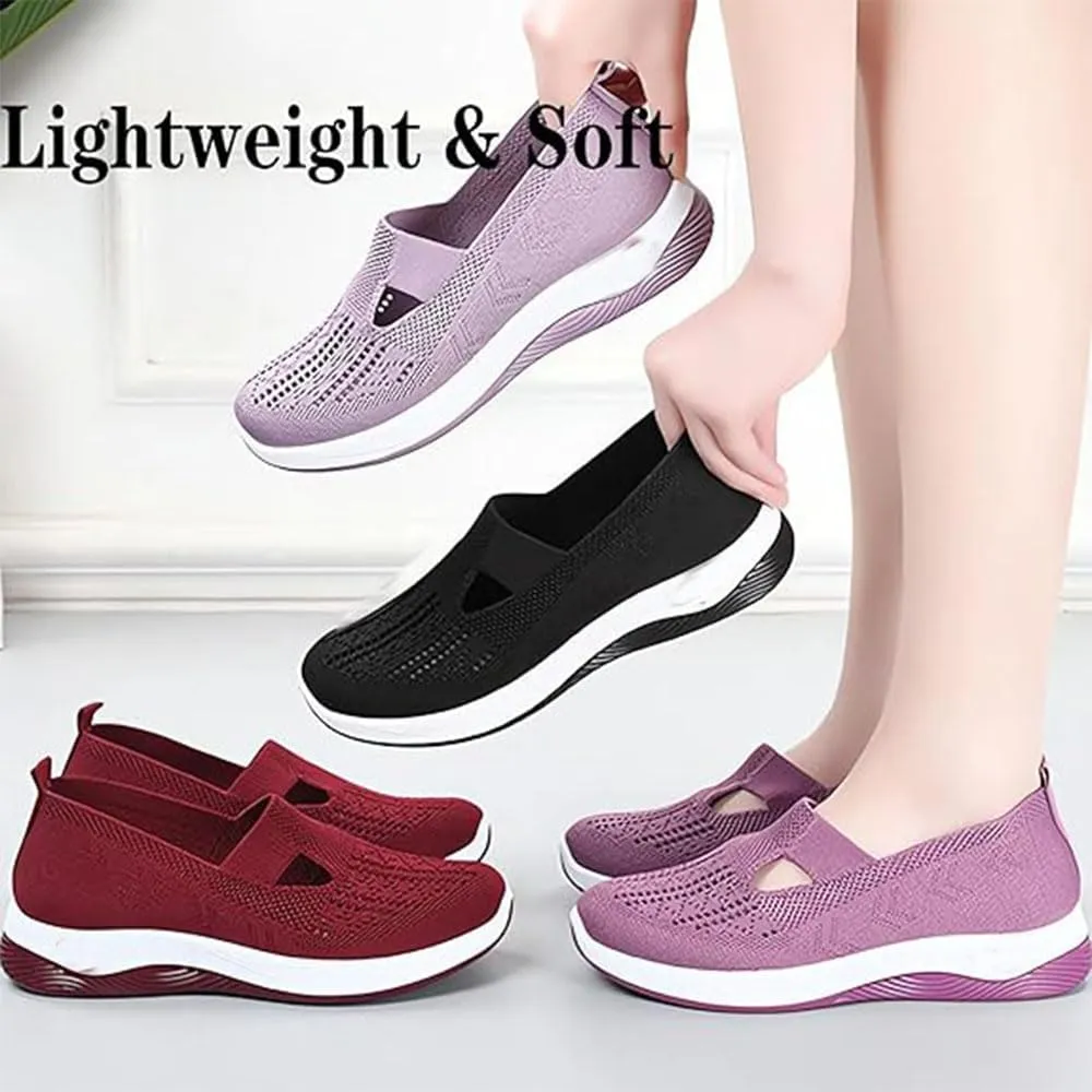 Puissance Knitted Sneakers, Women's Comfortable Breathable Knitted Sneakers, Soft Sole Platform Walking Shoes