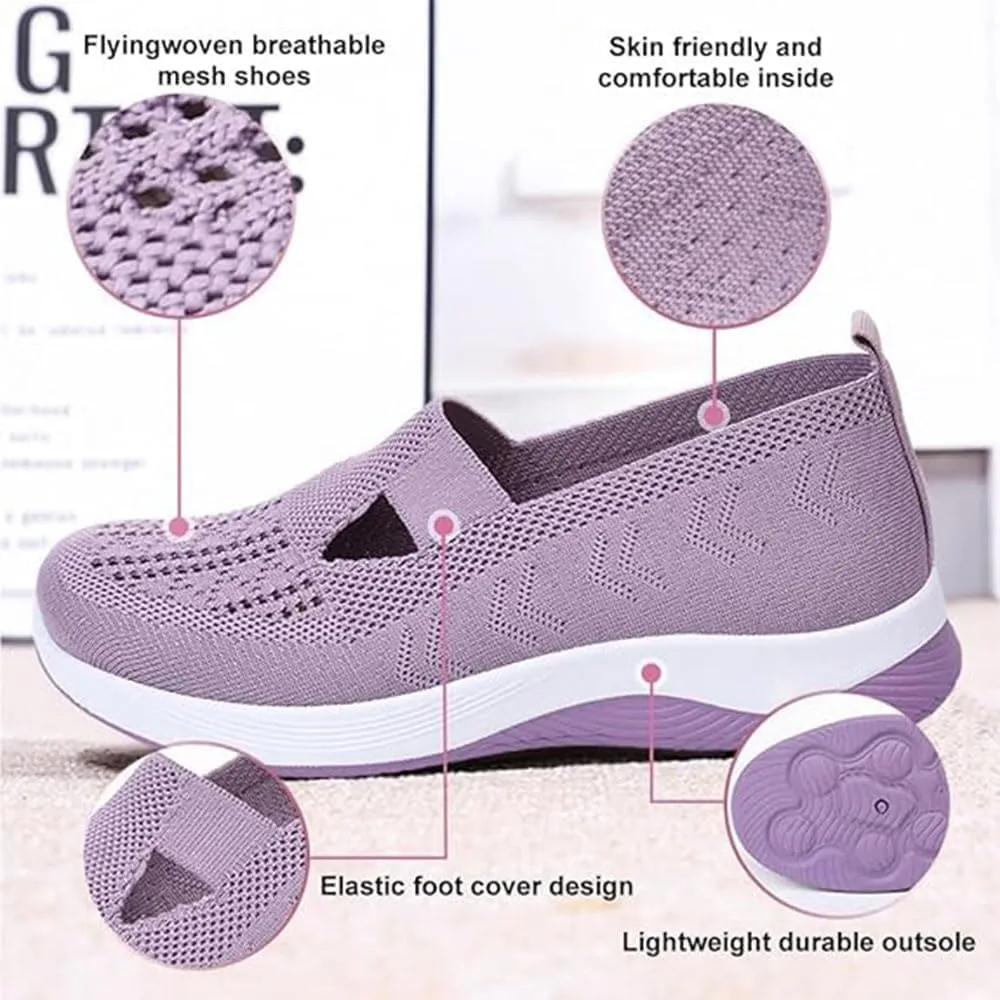 Puissance Knitted Sneakers, Women's Comfortable Breathable Knitted Sneakers, Soft Sole Platform Walking Shoes