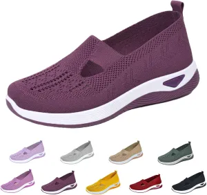 Puissance Knitted Sneakers, Women's Comfortable Breathable Knitted Sneakers, Soft Sole Platform Walking Shoes