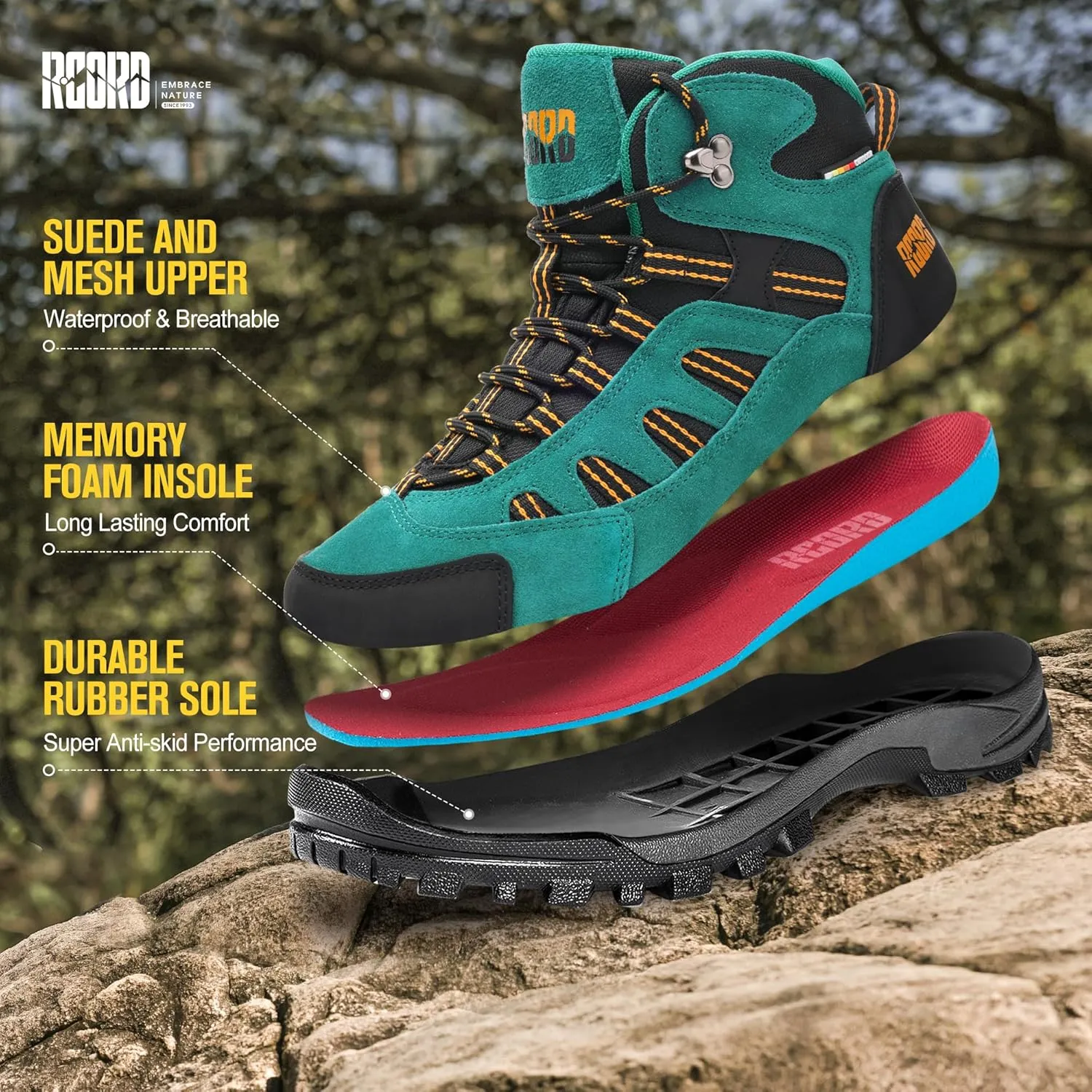R CORD Hiking Boots Women Waterproof Non-Slip Womens Hiking Shoes Comfortable Outdoor Womens Hiking Boots Walking Boots Hiking Shoes Women