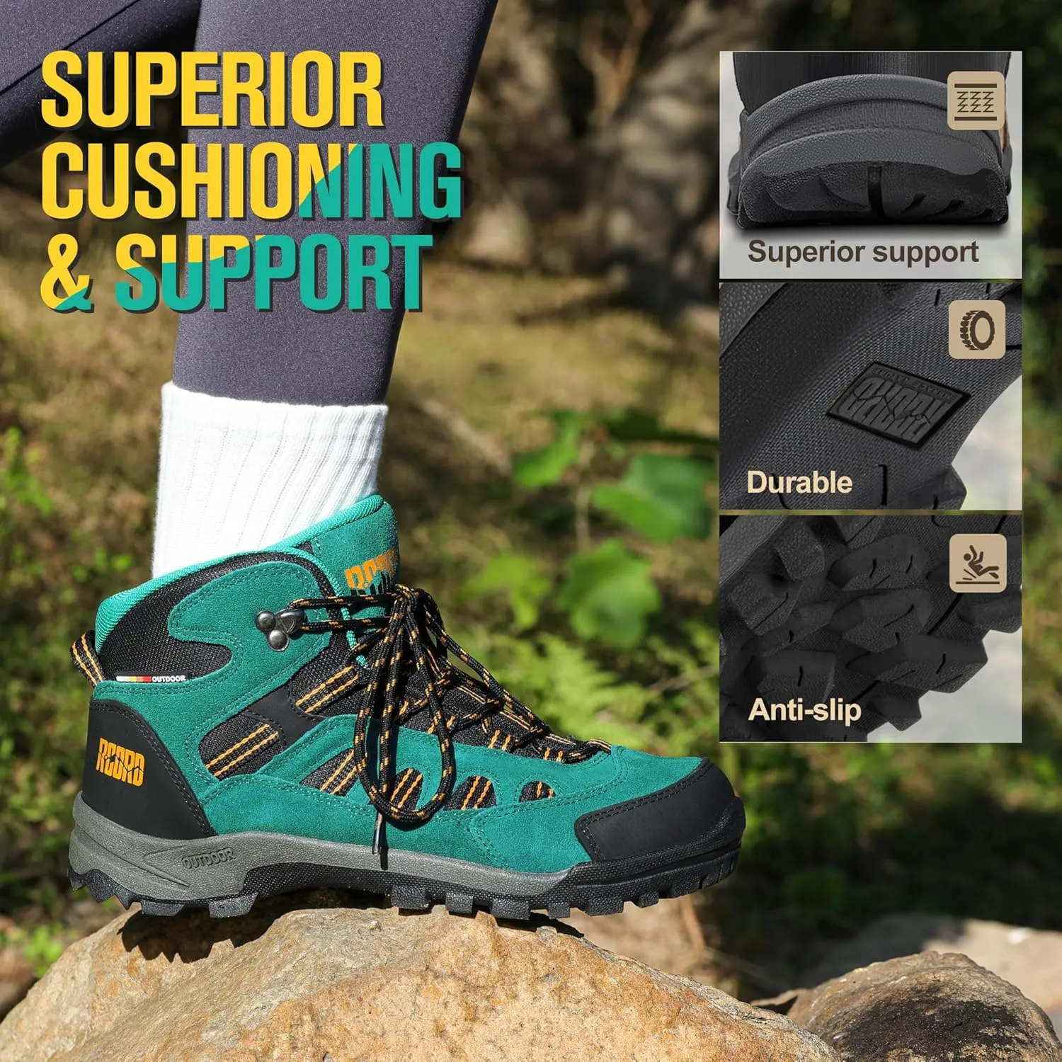 R CORD Hiking Boots Women Waterproof Non-Slip Womens Hiking Shoes Comfortable Outdoor Womens Hiking Boots Walking Boots Hiking Shoes Women