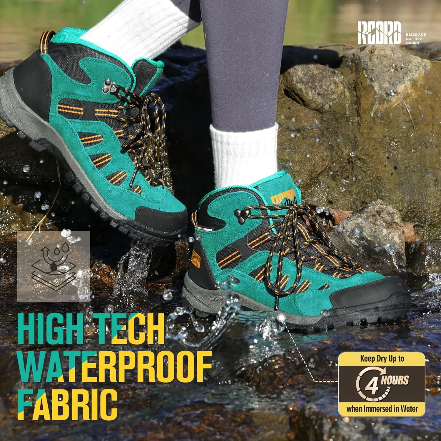 R CORD Hiking Boots Women Waterproof Non-Slip Womens Hiking Shoes Comfortable Outdoor Womens Hiking Boots Walking Boots Hiking Shoes Women