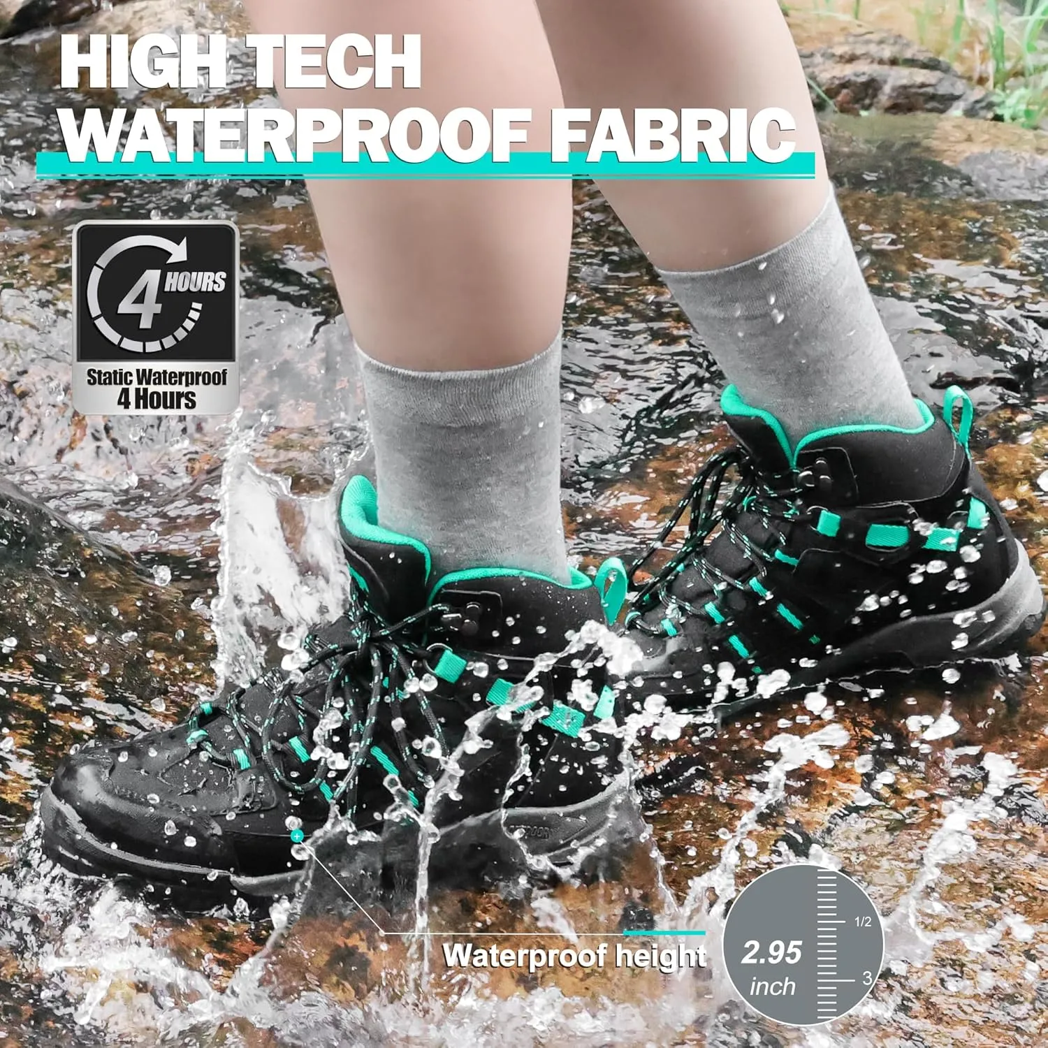R CORD Hiking Boots Womens Walking Boots for Outdoor Womens Hiking Boots Waterproof Non-Slip Hiking Shoes Womens Comfortable Womens Hiking Shoes