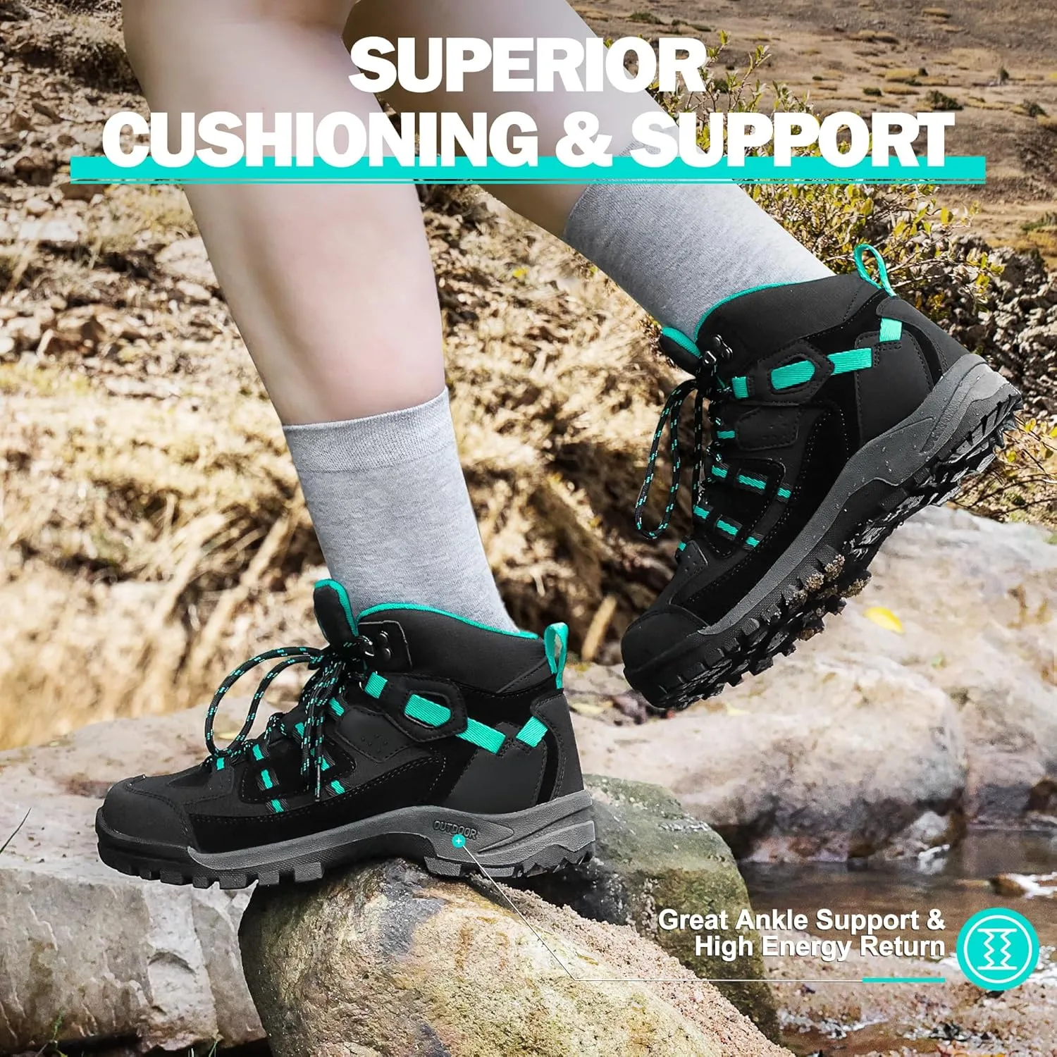 R CORD Hiking Boots Womens Walking Boots for Outdoor Womens Hiking Boots Waterproof Non-Slip Hiking Shoes Womens Comfortable Womens Hiking Shoes