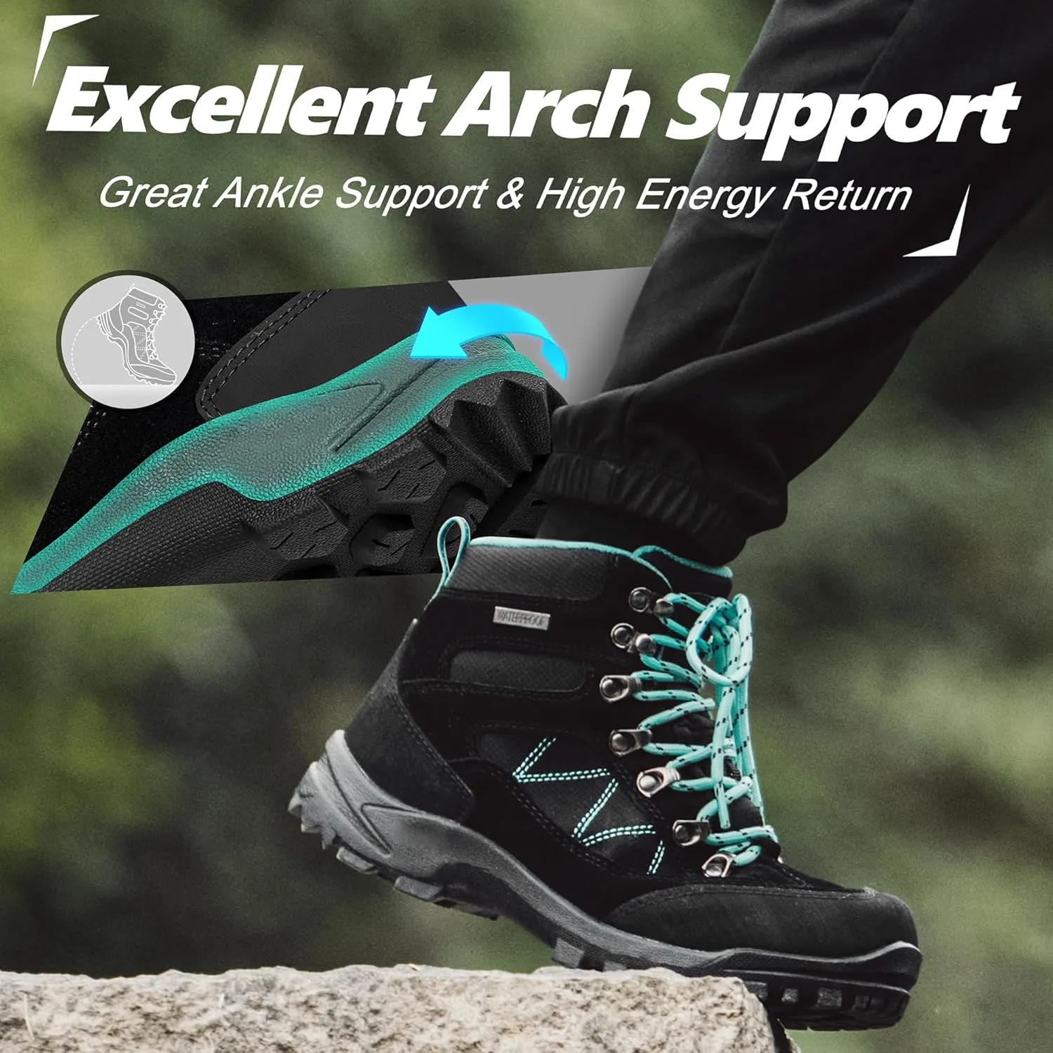 R CORD Hiking Boots Womens Waterproof Outdoor Womens Hiking Boots Trekking Camping Trail Boots
