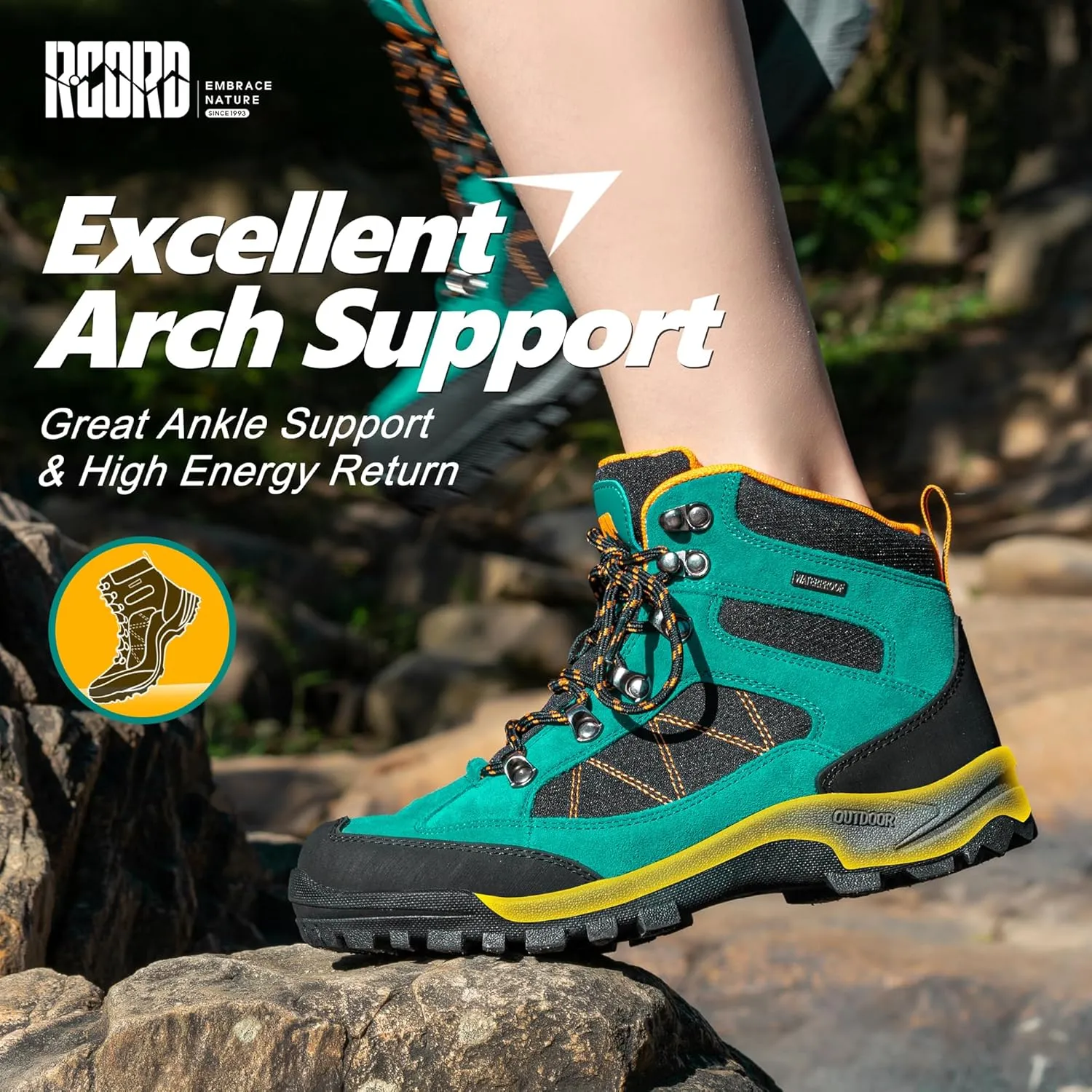 R CORD Hiking Boots Womens Waterproof Outdoor Womens Hiking Boots Trekking Camping Trail Boots