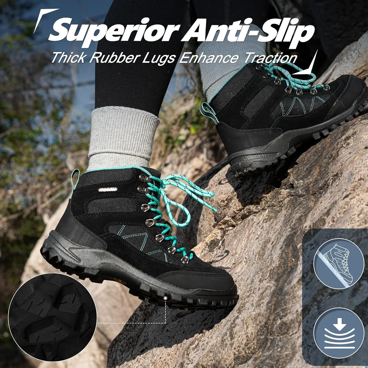 R CORD Hiking Boots Womens Waterproof Outdoor Womens Hiking Boots Trekking Camping Trail Boots