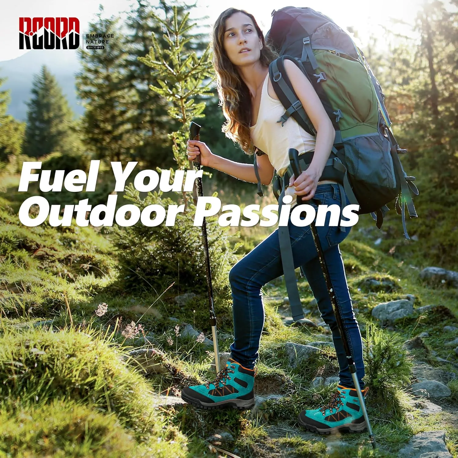 R CORD Hiking Boots Womens Waterproof Outdoor Womens Hiking Boots Trekking Camping Trail Boots
