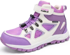 R CORD Kids Hiking Boots Waterproof & Breathable, Durable TPR Traction Outsole, Anti-Skid, Athletic Drawstring Closure, Unisex, Purple, Little Kid, Hiking, Sports