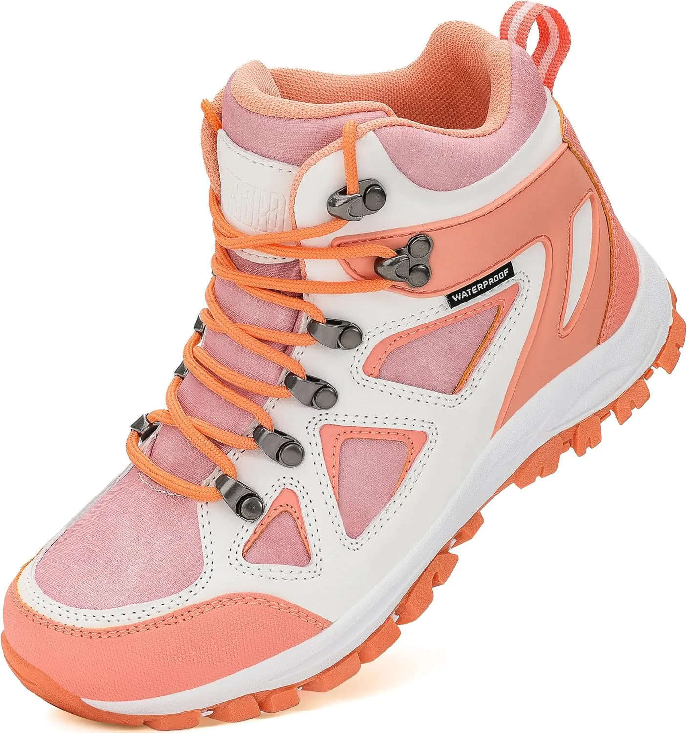 R CORD Kids Hiking Boots Waterproof Durable TPR Traction Outsole Anti-Skid Athletic Lace Up Hiking Shoes for Outdoor Adventure