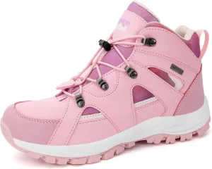 R CORD Kids Hiking Boots Waterproof Girls Hiking Boots Durable TPR Traction Outsole Anti-Skid Athletic Drawstring Closure