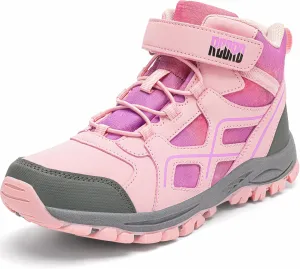 R CORD Kids Hiking Boots Waterproof Girls Hiking Boots Durable TPR Traction Outsole Girls Hiking Shoes Anti-Skid Athletic Hook and Loop Closure Kids Hiking Shoes for Outdoor