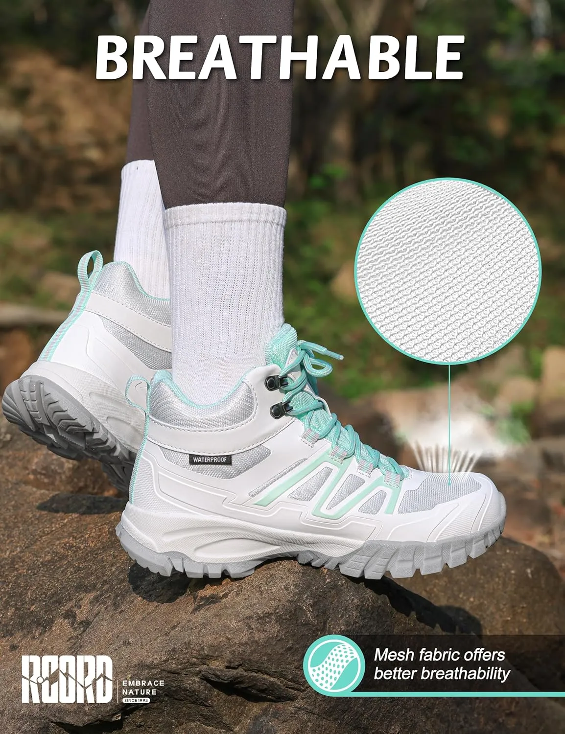 R CORD Womens Hiking Boots Waterproof Non-Slip Comfortable Outdoor Hiking Boots Womens Hiking Shoes Comfortable Outdoor Walking Boots Hiking Shoes for Women