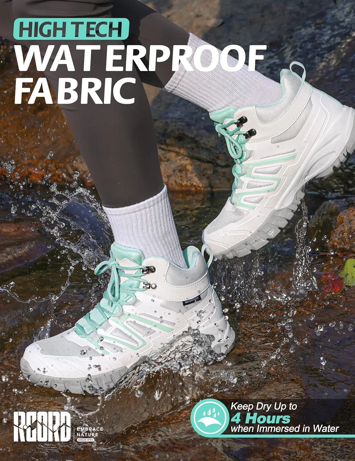 R CORD Womens Hiking Boots Waterproof Non-Slip Comfortable Outdoor Hiking Boots Womens Hiking Shoes Comfortable Outdoor Walking Boots Hiking Shoes for Women