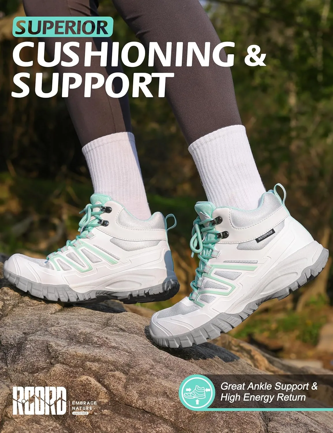 R CORD Womens Hiking Boots Waterproof Non-Slip Comfortable Outdoor Hiking Boots Womens Hiking Shoes Comfortable Outdoor Walking Boots Hiking Shoes for Women