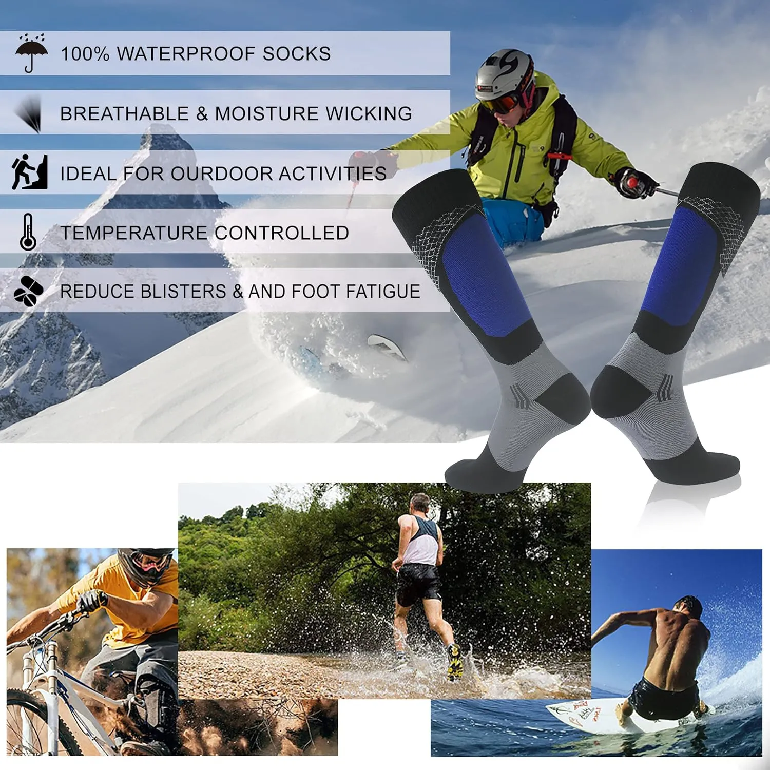 RANDY SUN Waterproof Breathable Knee High Kayaking Hunting Fishing Socks