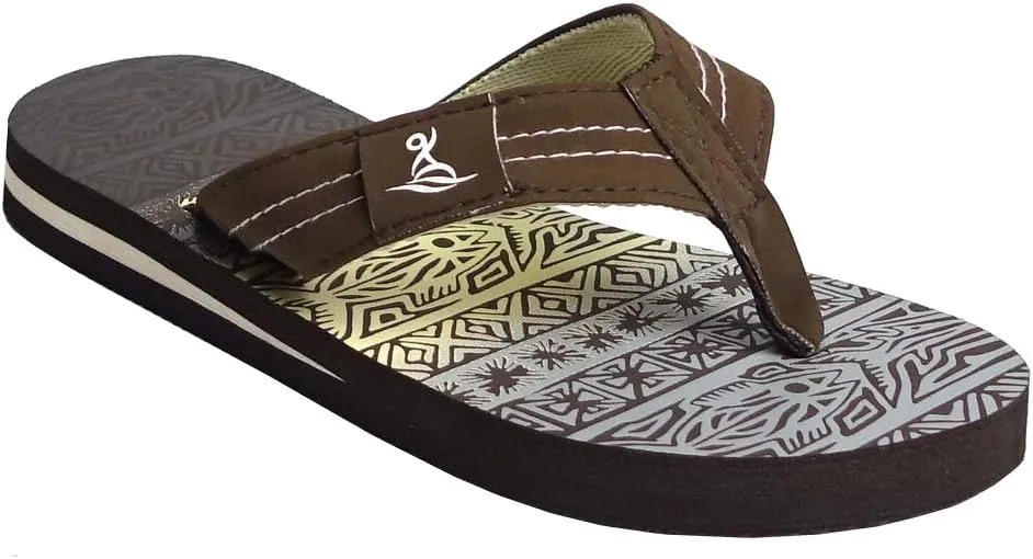 REDVOLUTION New Boys' Beach Sandal TRIBAL Tattoo | Geometric Bali Flip-Flop Sandals