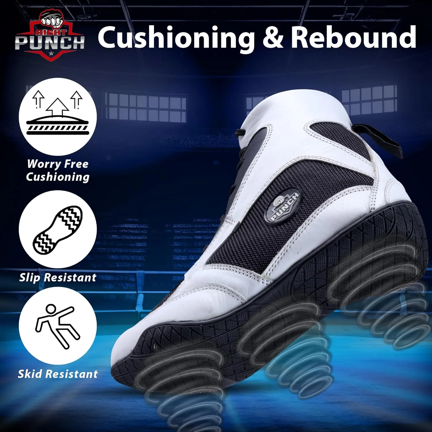 Rightpunch Breathable Boxing Shoes for Men, Women, and Youth | Non-Slip Lightweight Training Boxing Shoes with Rubber Sole