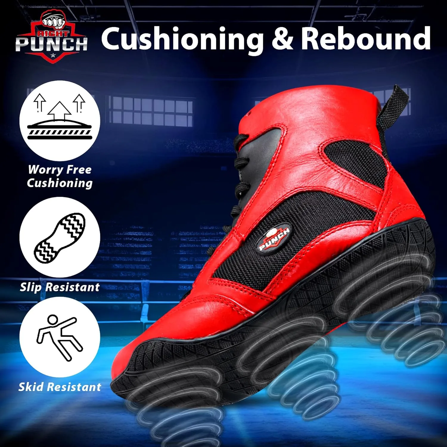 Rightpunch Breathable Boxing Shoes for Men, Women, and Youth | Non-Slip Lightweight Training Boxing Shoes with Rubber Sole