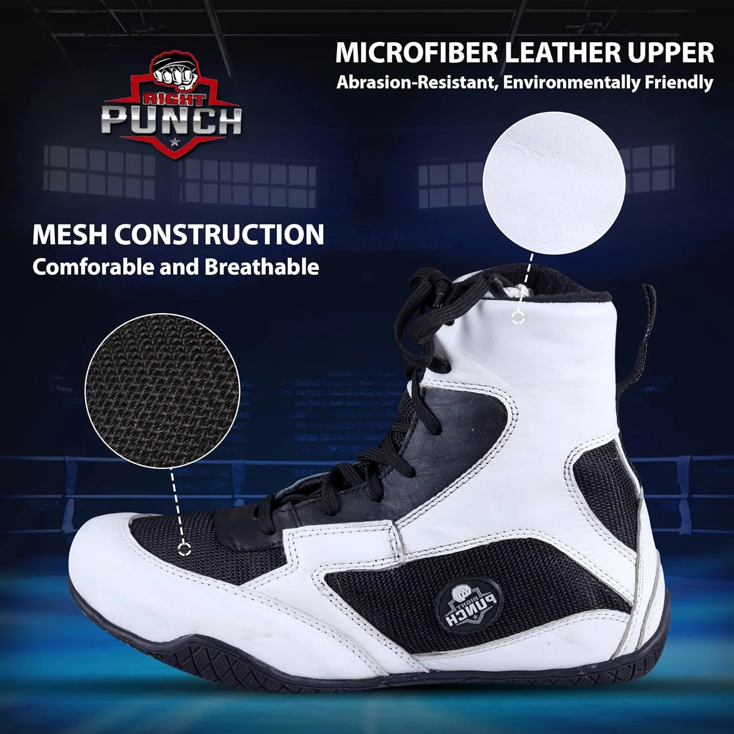 Rightpunch Breathable Boxing Shoes for Men, Women, and Youth | Non-Slip Lightweight Training Boxing Shoes with Rubber Sole