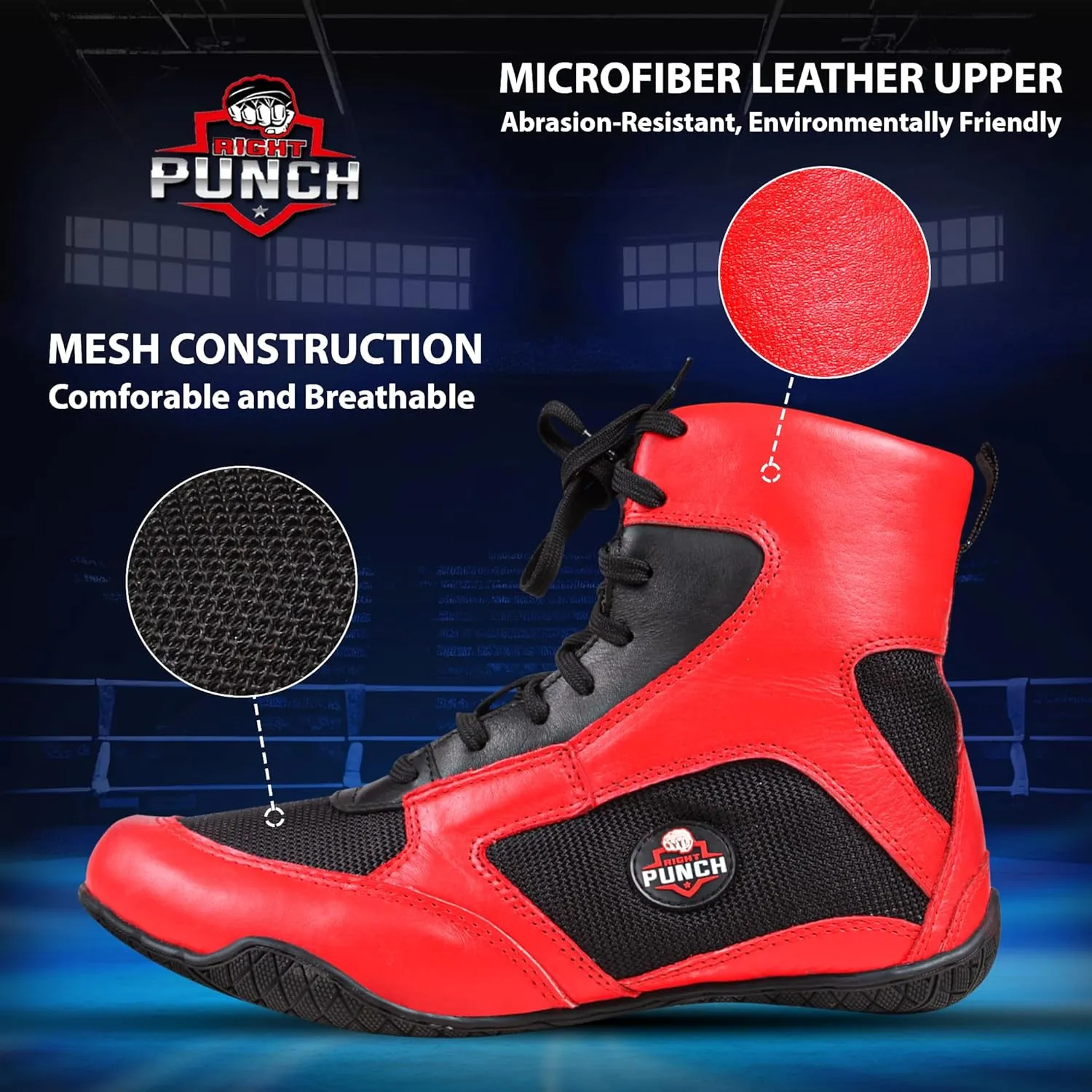 Rightpunch Breathable Boxing Shoes for Men, Women, and Youth | Non-Slip Lightweight Training Boxing Shoes with Rubber Sole
