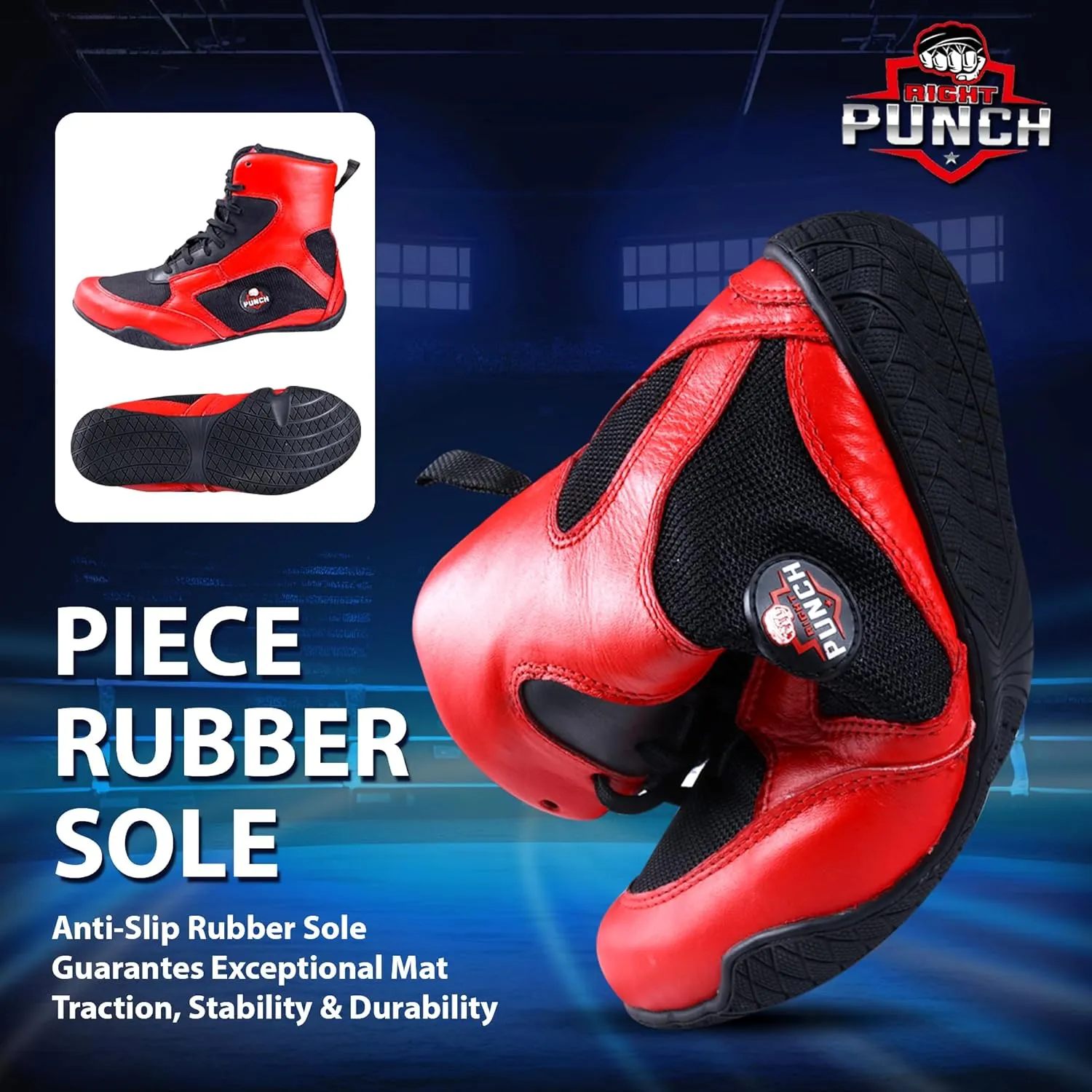 Rightpunch Breathable Boxing Shoes for Men, Women, and Youth | Non-Slip Lightweight Training Boxing Shoes with Rubber Sole