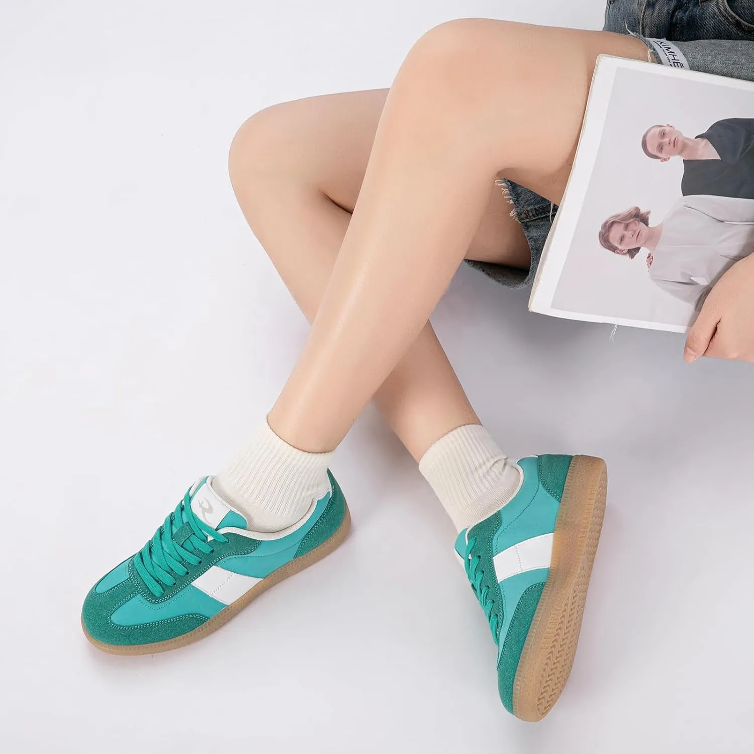 Rihero Women's Fashion Sneakers Comfortable Walking Shoes Casual Lace-Up Non Slip Sneakers